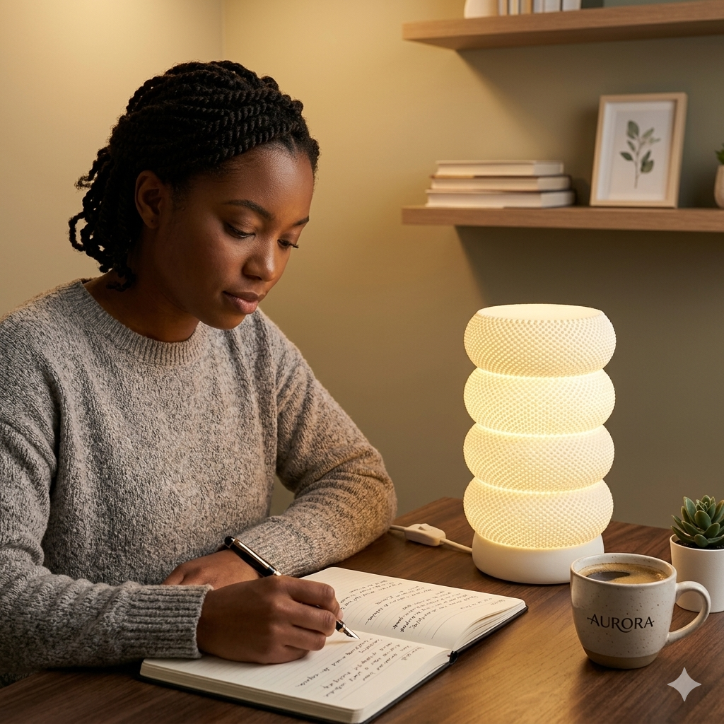 eastudio sculptural lamp on the desk — handmade in Nairobi, Kenya